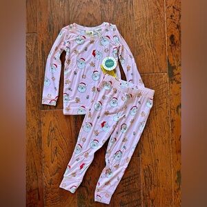Santa Print Pink Girls Pajamas